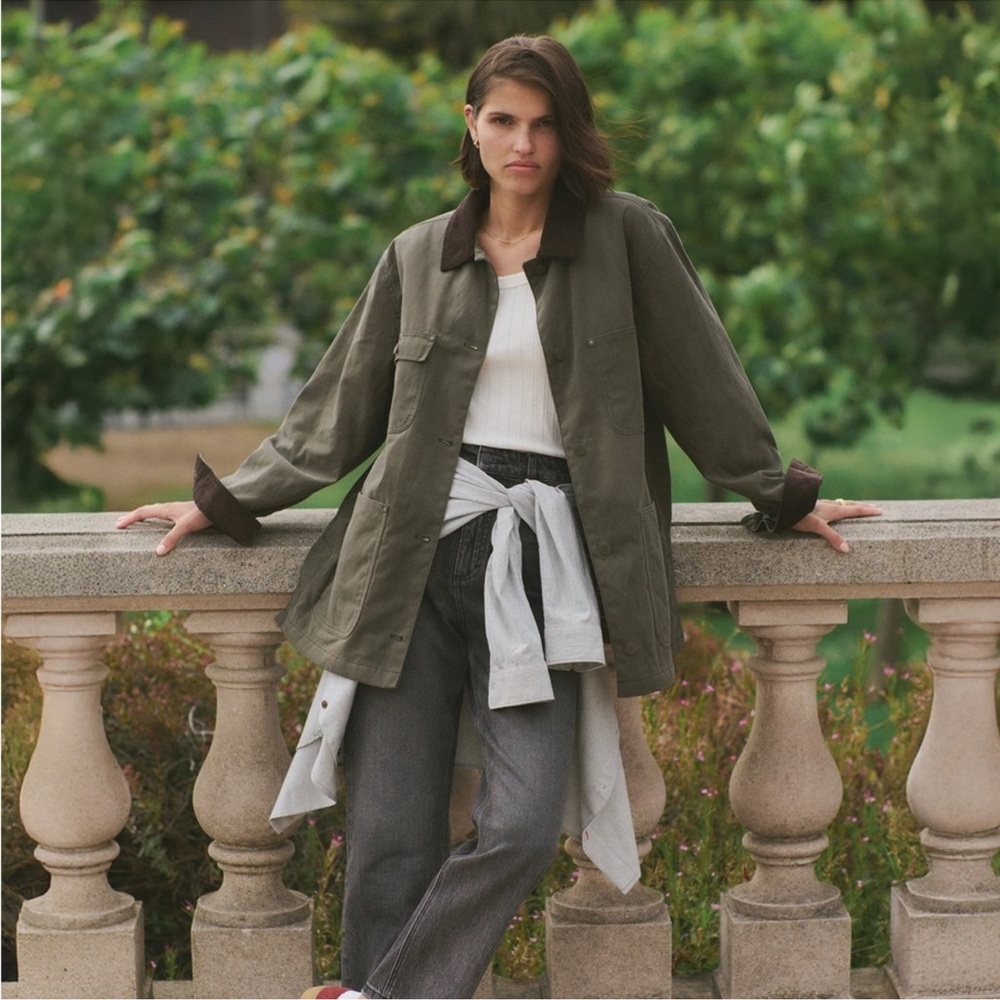 Marine Layer Khaki and Dark Brown Utility Jacket - worn ONCE - Picture 3 of 13